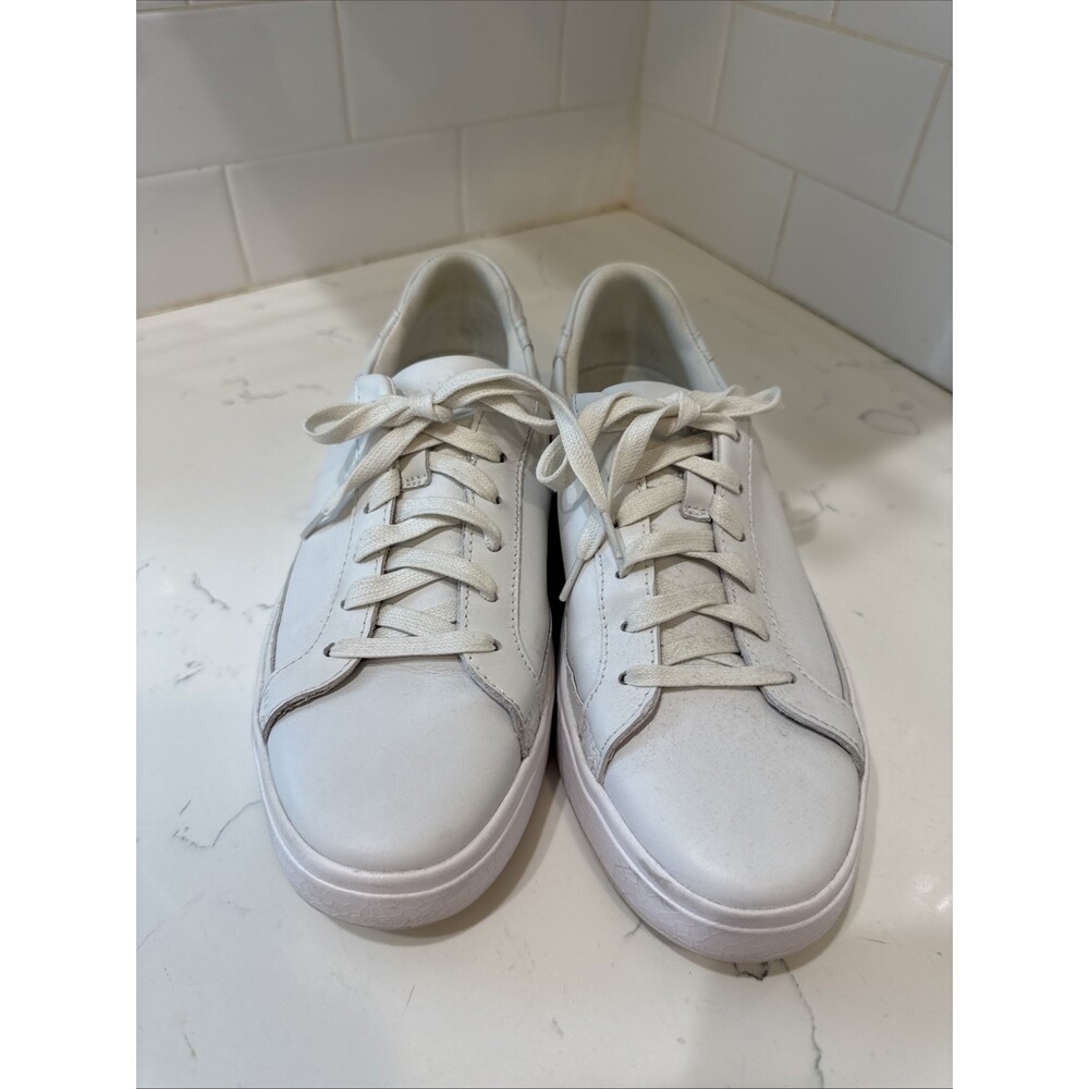 Kizik Vegas White Leather Platform Shoes Lace Up Sneakers Mens 6.5 / Womens 8 W - Picture 2 of 13